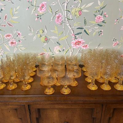 Vintage Mid Century Brutalist Yellow Crinkle Glass/Crystal