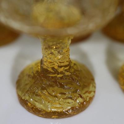 Vintage Mid Century Brutalist Yellow Crinkle Glass/Crystal
