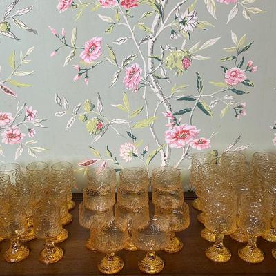 Vintage Mid Century Brutalist Yellow Crinkle Glass/Crystal