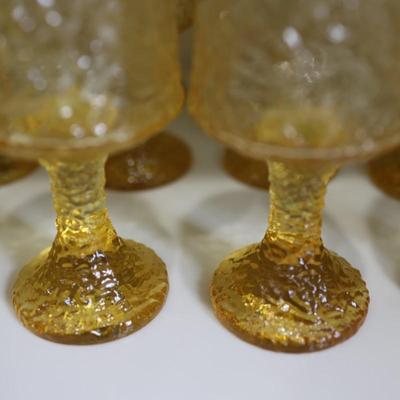 Vintage Mid Century Brutalist Yellow Crinkle Glass/Crystal
