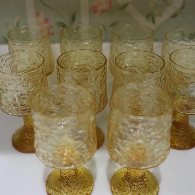 Vintage Mid Century Brutalist Yellow Crinkle Glass/Crystal