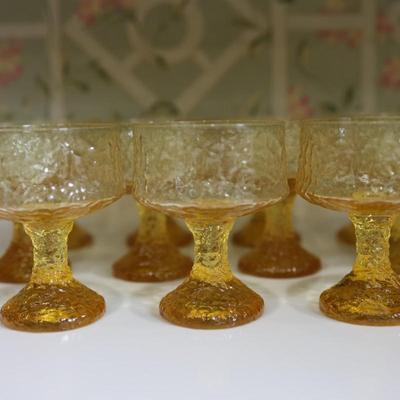 Vintage Mid Century Brutalist Yellow Crinkle Glass/Crystal
