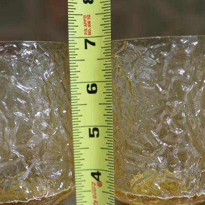 Vintage Mid Century Brutalist Yellow Crinkle Glass/Crystal