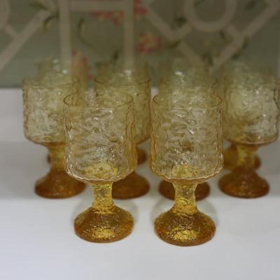 Vintage Mid Century Brutalist Yellow Crinkle Glass/Crystal