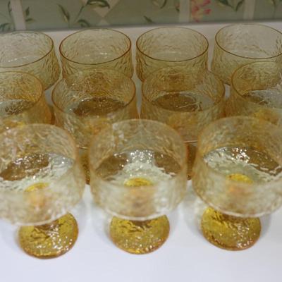 Vintage Mid Century Brutalist Yellow Crinkle Glass/Crystal