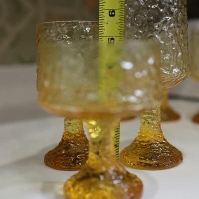 Vintage Mid Century Brutalist Yellow Crinkle Glass/Crystal