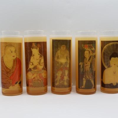Vintage Asian Buddha Art Wrapped Tom Collins Glassware
