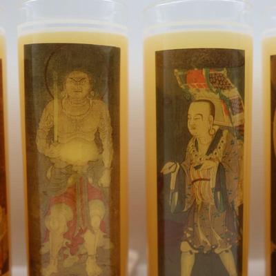 Vintage Asian Buddha Art Wrapped Tom Collins Glassware
