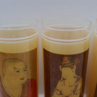 Vintage Asian Buddha Art Wrapped Tom Collins Glassware