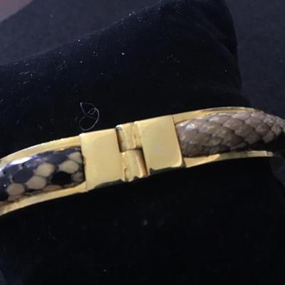 1970 Hinged Clic- Clac nub Divot Snakes Skin Bypass Bracelet
