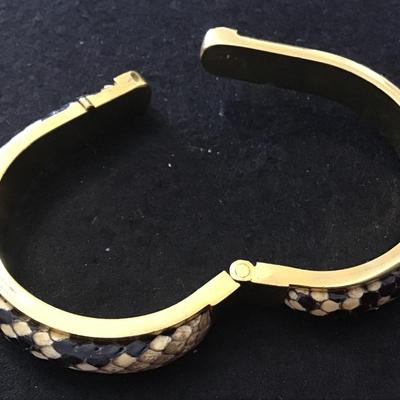 1970 Hinged Clic- Clac nub Divot Snakes Skin Bypass Bracelet