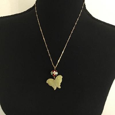 Lenora Dame Vintage Collectible Art Glass Lemon Jade Necklace