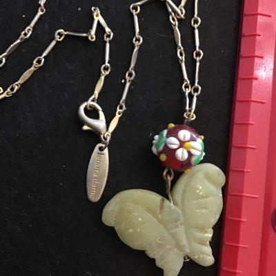 Lenora Dame Vintage Collectible Art Glass Lemon Jade Necklace