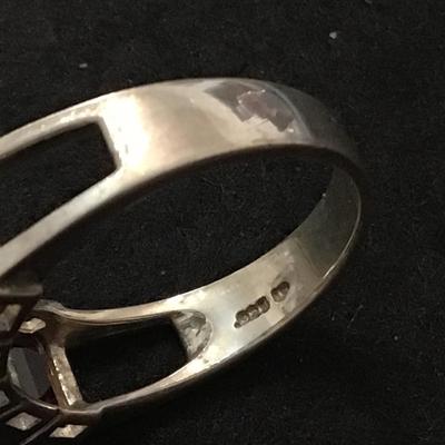 Multiple Gem Sterling Silver Matked Art Deco Style