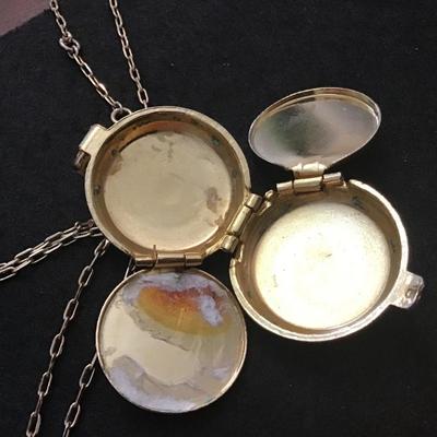 Vintage Folding Double Locket on Henery Bendel Vintage Chain