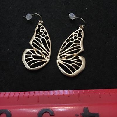 New Antique Gold Tone Butterfly Earrings