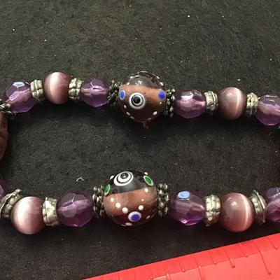 Purple Art Glass Style Bracelet