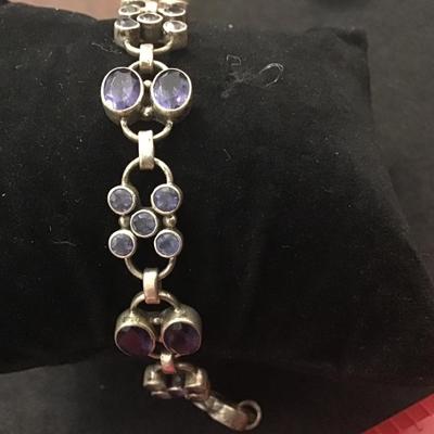 Beautiful Silver 925 Purple Stone Bracelet
