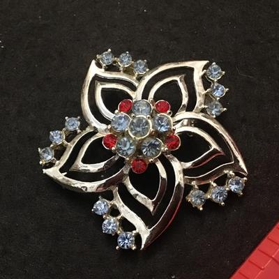 Numbered Vintage Coro Rhinestone Brooch