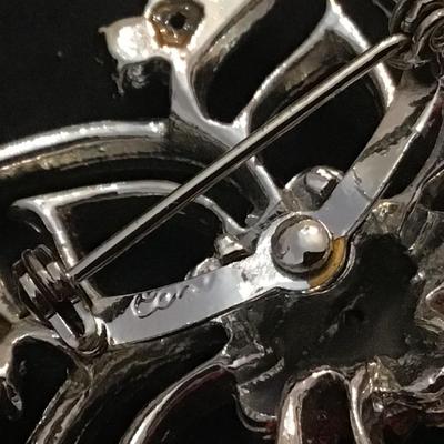Numbered Vintage Coro Rhinestone Brooch