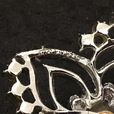 Numbered Vintage Coro Rhinestone Brooch