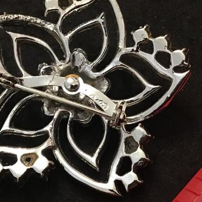 Numbered Vintage Coro Rhinestone Brooch