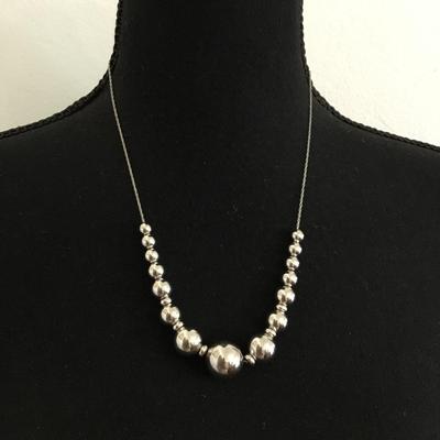 925 sterling, silver chain necklace and silver toned beads