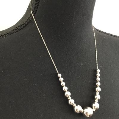 925 sterling, silver chain necklace and silver toned beads