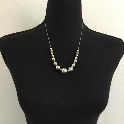 925 sterling, silver chain necklace and silver toned beads