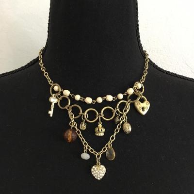Cute Gold, toned, charm fashion necklace