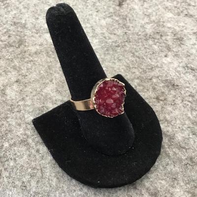 Faux stone gold tone adjustable ring