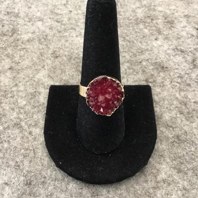 Faux stone gold tone adjustable ring