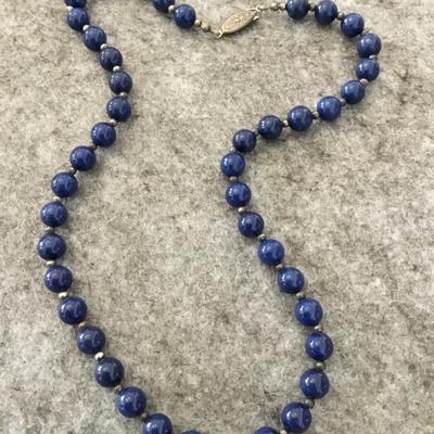 Vintage lapis, Lazuli semi precious gemstone necklace with beautiful clasp