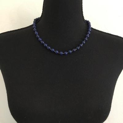 Vintage lapis, Lazuli semi precious gemstone necklace with beautiful clasp