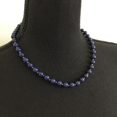 Vintage lapis, Lazuli semi precious gemstone necklace with beautiful clasp