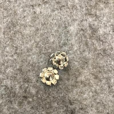 Vintage Silver-tone, flower, rhinestone stud earrings