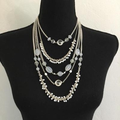Beautiful, silver toned, multilayered statement, necklace