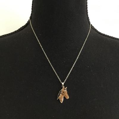 Super cute, silver toned, rhinestone horse fashion, necklace