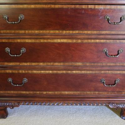 Traditional Banded Mahogany Highboy Chest on Chest