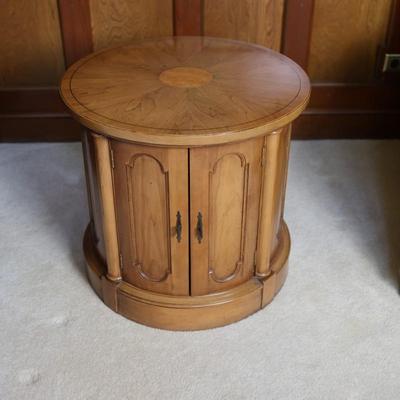 Wood Round Accent Table with Doors