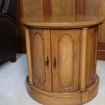 Wood Round Accent Table with Doors