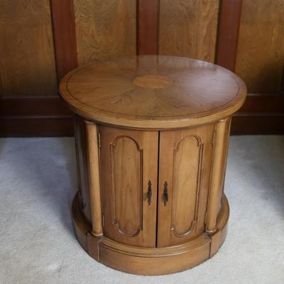 Wood Round Accent Table with Doors
