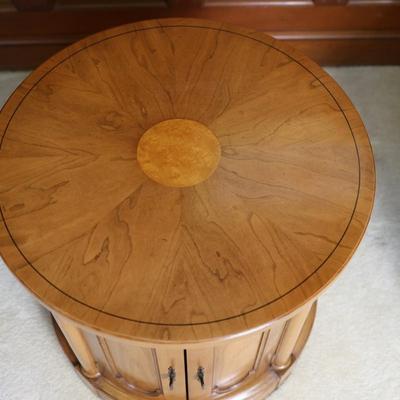 Wood Round Accent Table with Doors