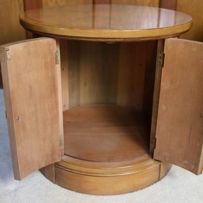 Wood Round Accent Table with Doors
