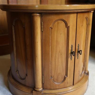 Wood Round Accent Table with Doors