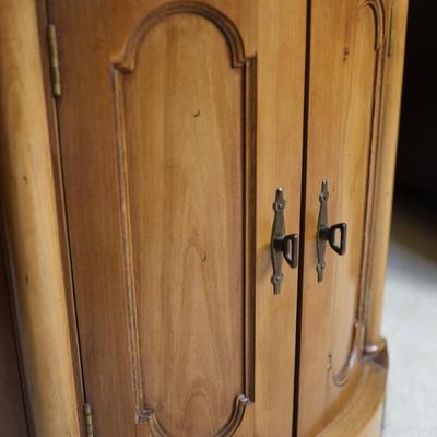 Wood Round Accent Table with Doors