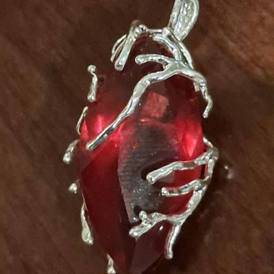 Ruby Necklace 925 Sterling Silver Pendant