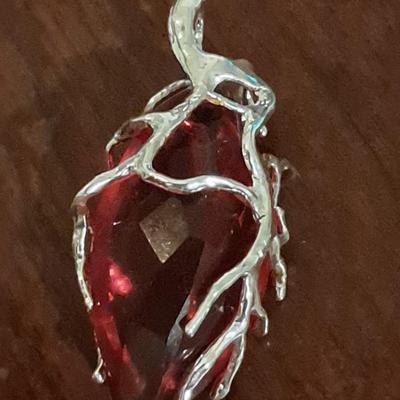Ruby Necklace 925 Sterling Silver Pendant