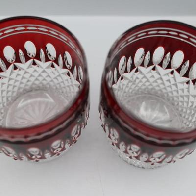WATERFORD Crystal Clarendon Ruby Red Glasses (2)