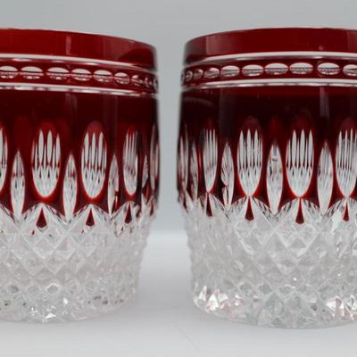 WATERFORD Crystal Clarendon Ruby Red Glasses (2)